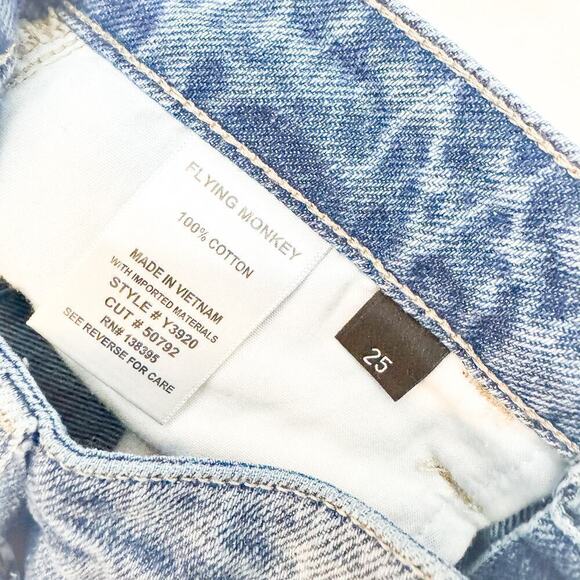 Flying Monkey Ripped Denim Jeans Raw Hem Size 25 - Picture 4 of 7